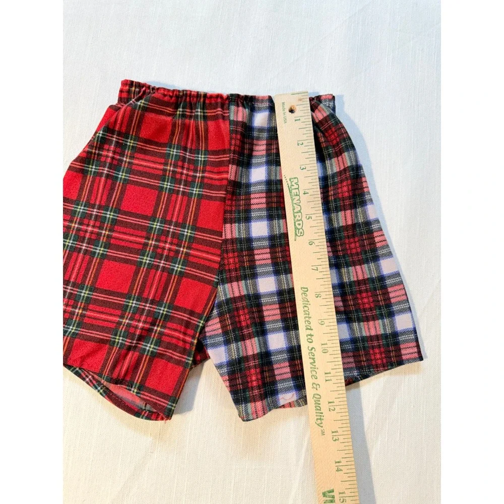 Vintage Kid Duds Kids Red‎ Plaid Pajama Set Size 6 Long Sleeve Shirt Shorts USA